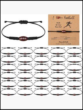 Set of 30 Sports Charm Bracelets Basketball Football Baseball Softball Soccer